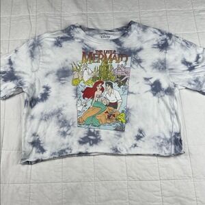 Disney The Little Mermaid Tie Dye Cropped TShirt Women Small Ariel Ursula Triton